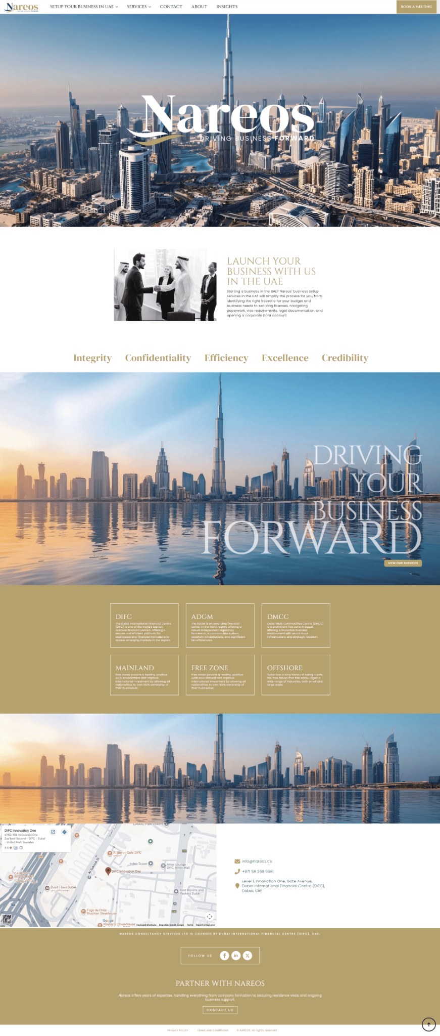 Full-page Nareos website preview
